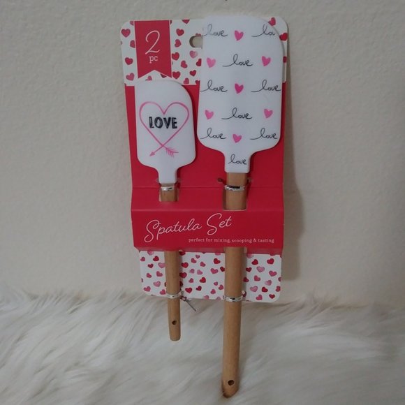 2 PC. Silicone Spatula Set White with Pink Hearts - Picture 6 of 8